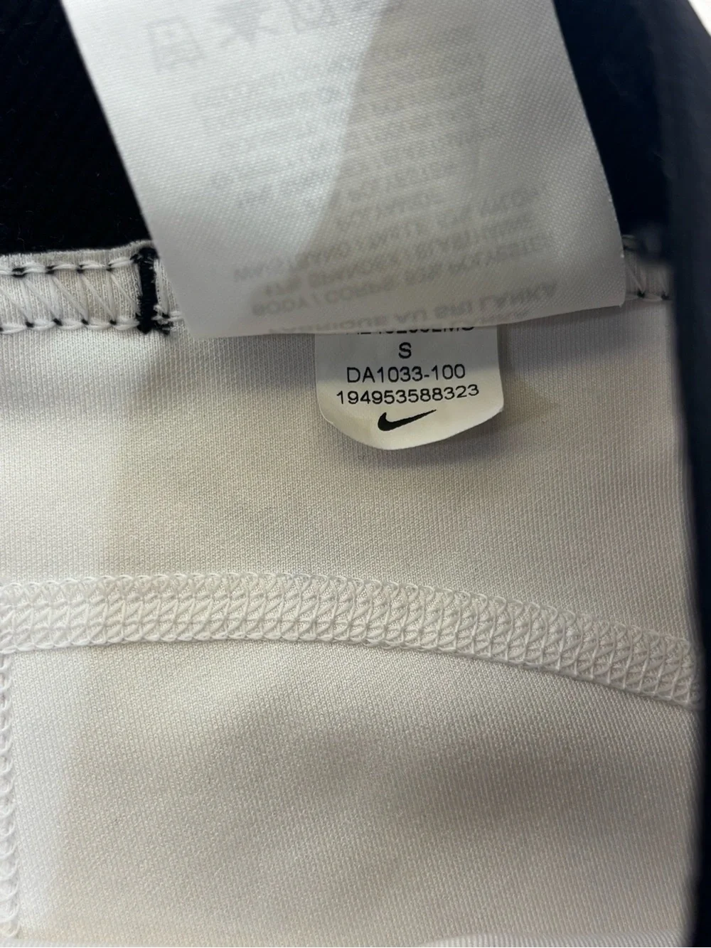 Nike Pro youth White Shorts with Black Waistband and Silver Logo